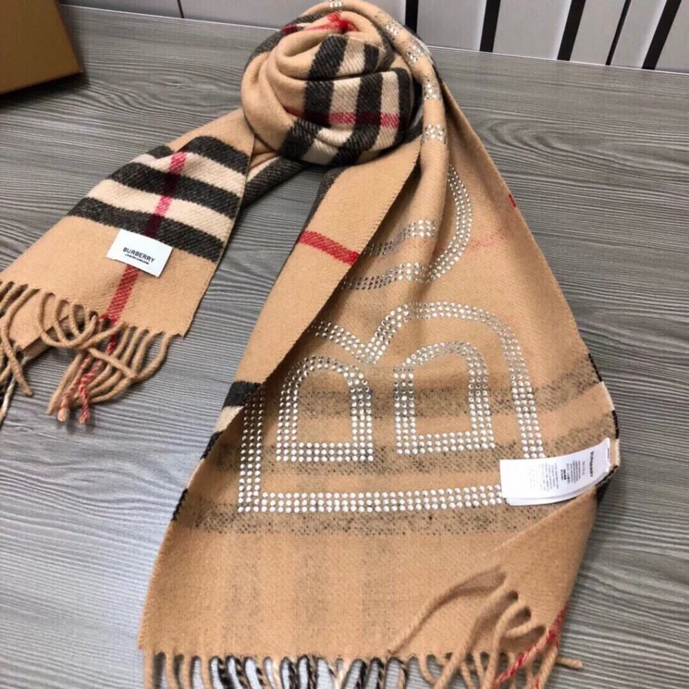 BURBERRY Reversible Crystal Logo Check Scarf Unisex - Picture 5 of 9